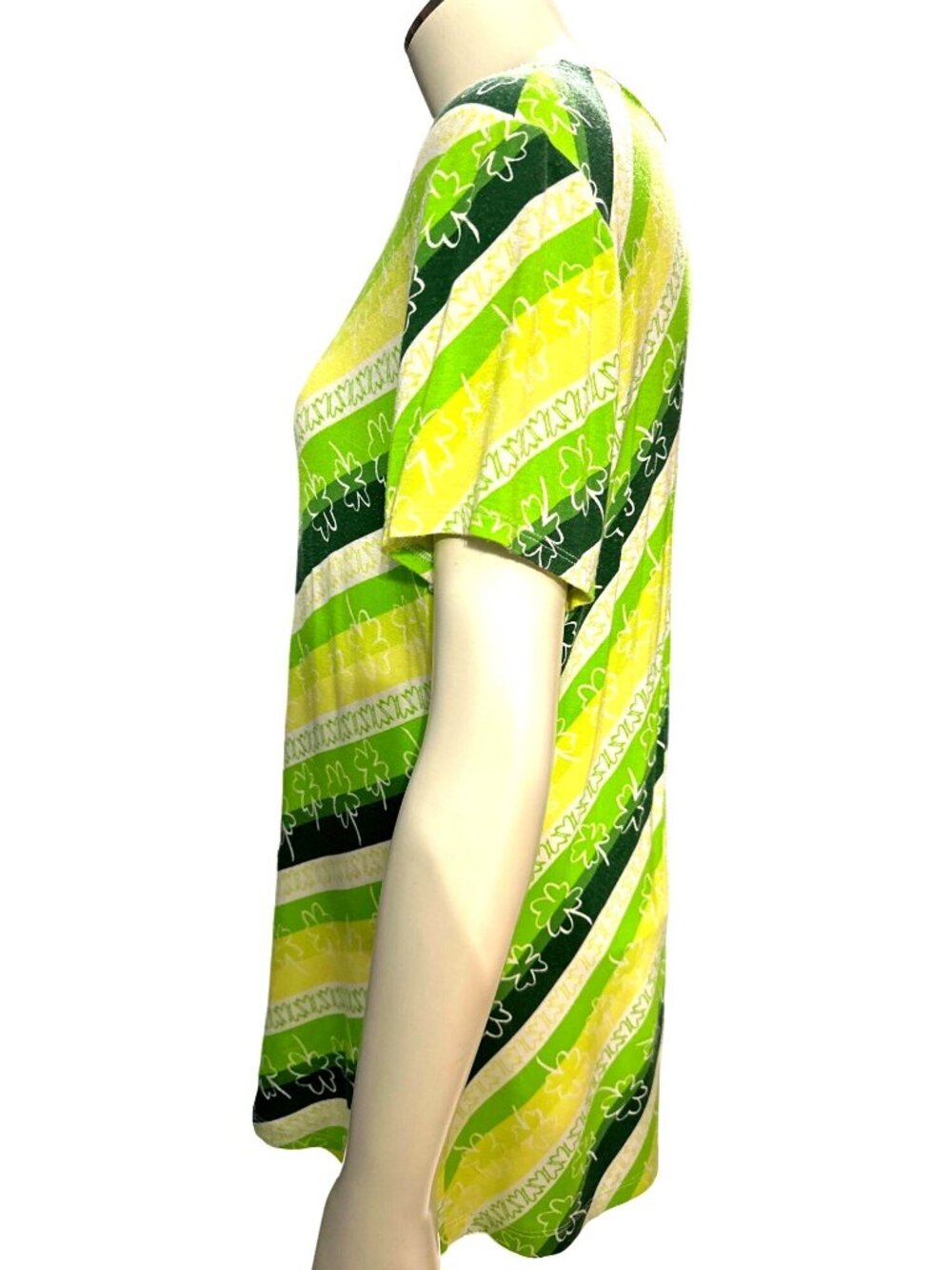 Apt 9 Large Green Shamrock Stripe Tee St Patricks Day Lucky Y2K Casual Style - Picture 2 of 6